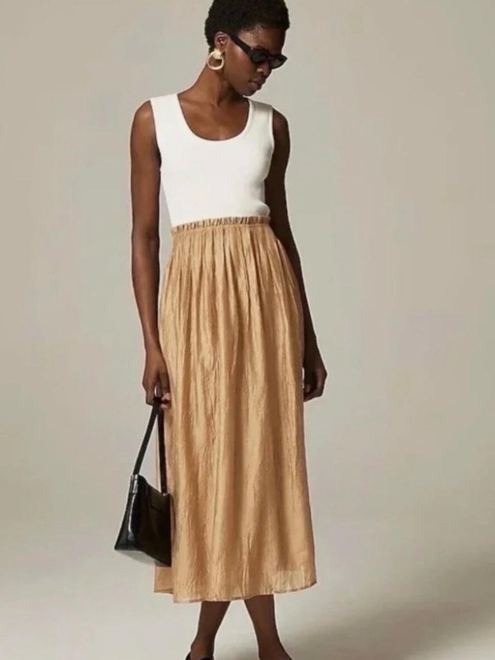 J. Crew Mixy Gathered Crinkle Dress Ribbed Tank Dress XXS